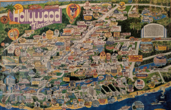 Hollywood Florida cartoon map